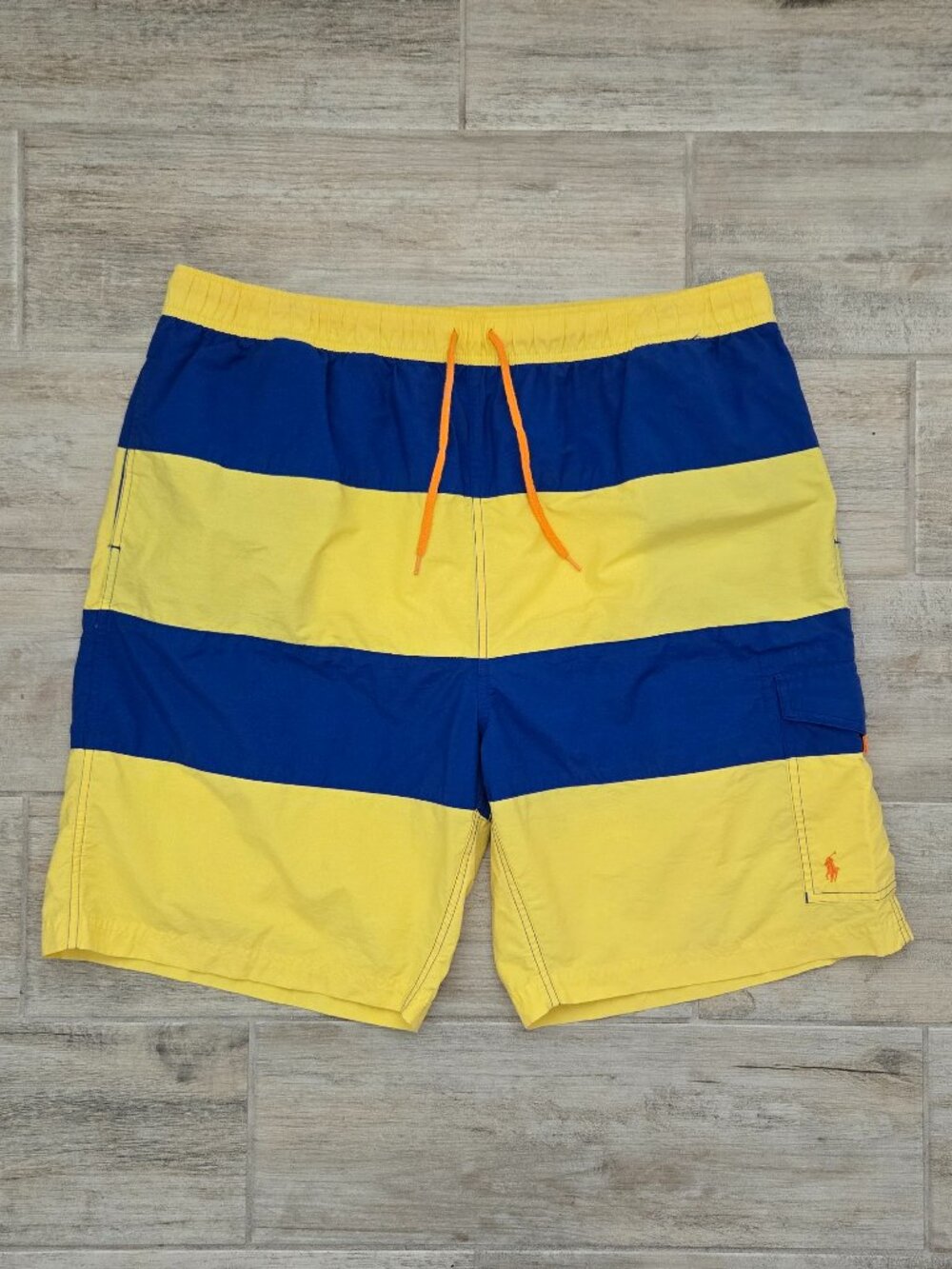 Polo Ralph Lauren Stripe Swim Trunks Mens Blue Yellow Resort Bright Beach XXL